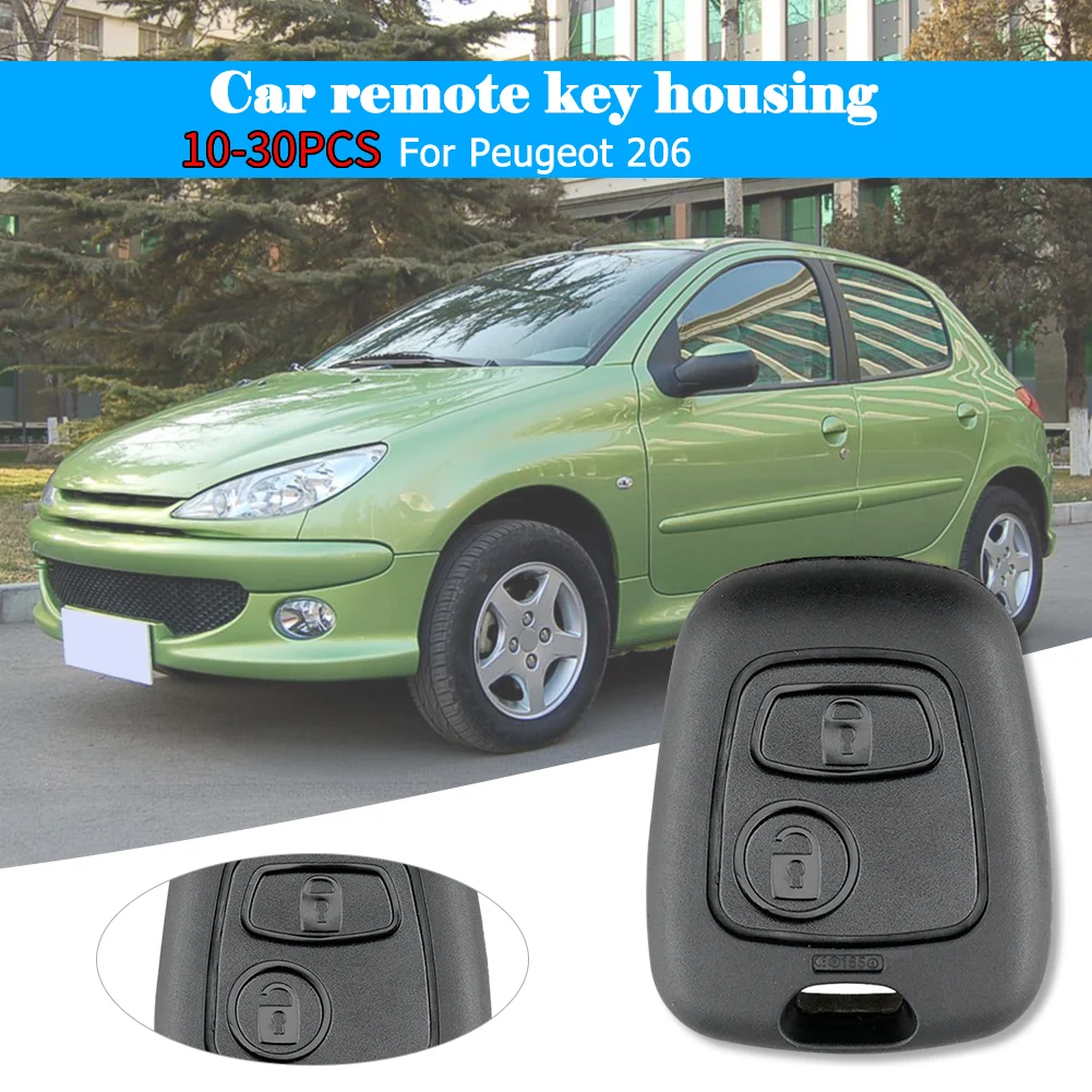 

20-30pcs ABS 2 Buttons Pad Anti-collision Replacement Remote Auto Car Key Fob Case Blank Car Key Shell for Peugeot 206