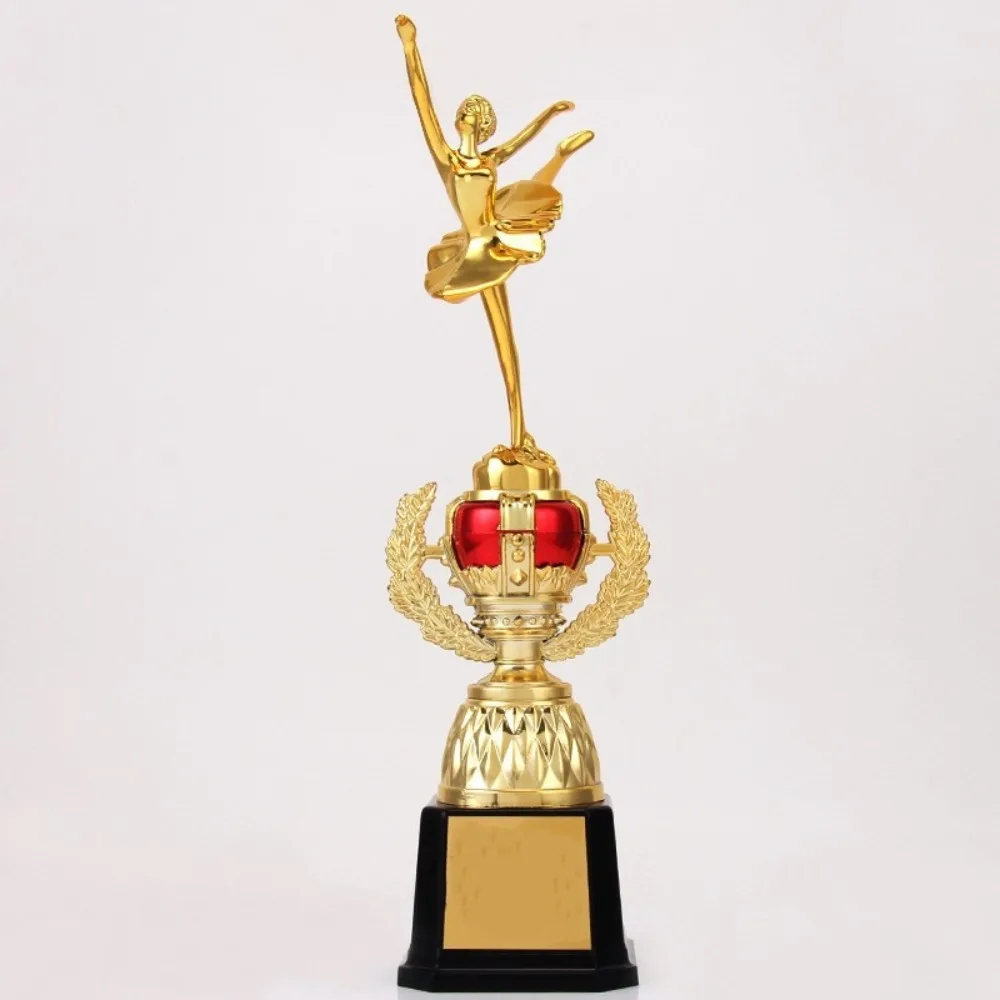 1PC 플라스틱 골드 트로피 발레 트로피 상 고품질 골드 트로피 상 우승자 상 트로피 장난감 학교 보상 공급