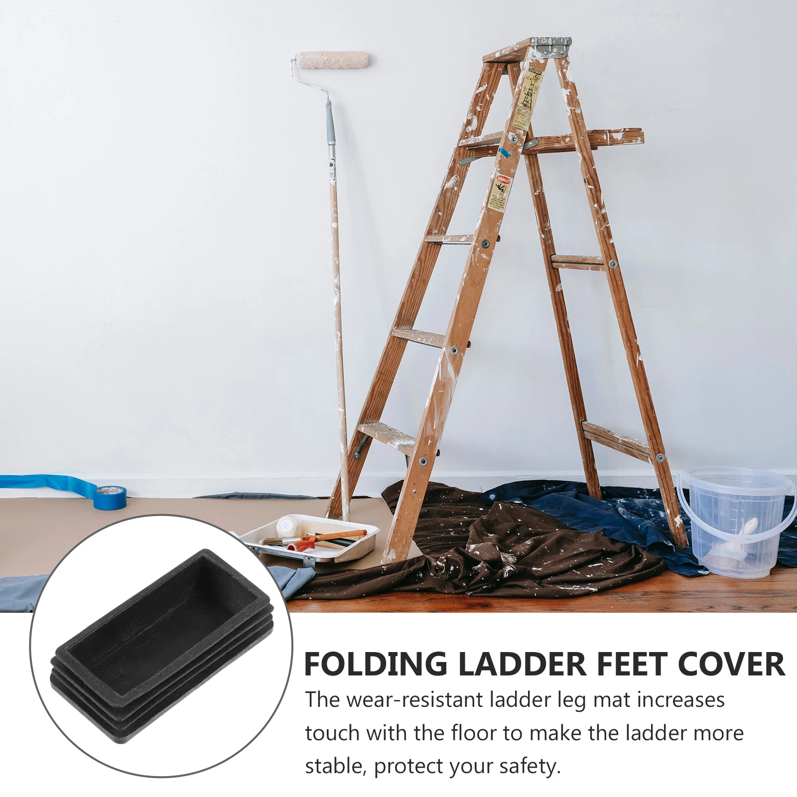 

2 Pcs Ladder Foot Cover Non Slip Protector Folding Mats Durable Rubber Material Easy Install Replace Construction Tools