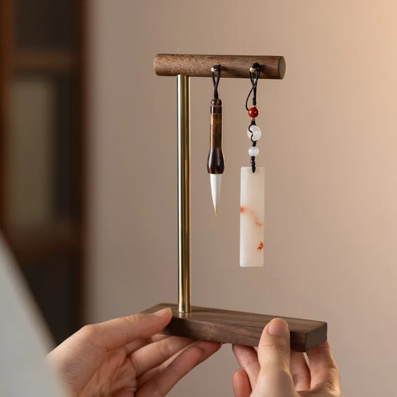 Wood Pen Holder Calligraphy Writing Brush Holder Pen Hanging Rack Desktop Ornament Shelf Art Supplies Painting Brush Penholder