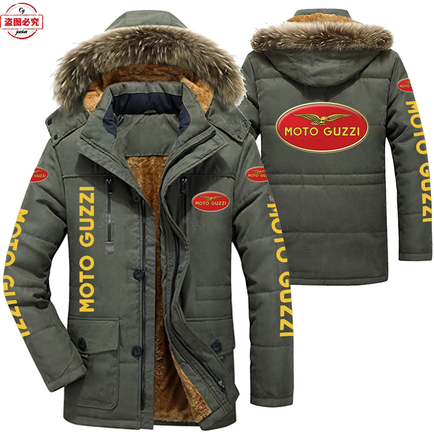 Moto Guzzi motorcycle logo locomotive jacket fleece hooded thermal cotton jacket Moto Guzzi team uniform