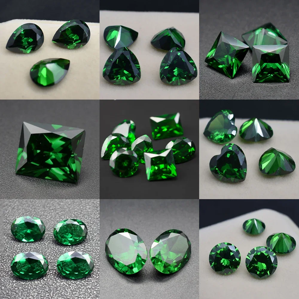 Hight Quality Cultivate Gemstones Synthetic Emerald Laboratory Grown Green Crystals Used for Inlaying Bare Stones in Jewelry