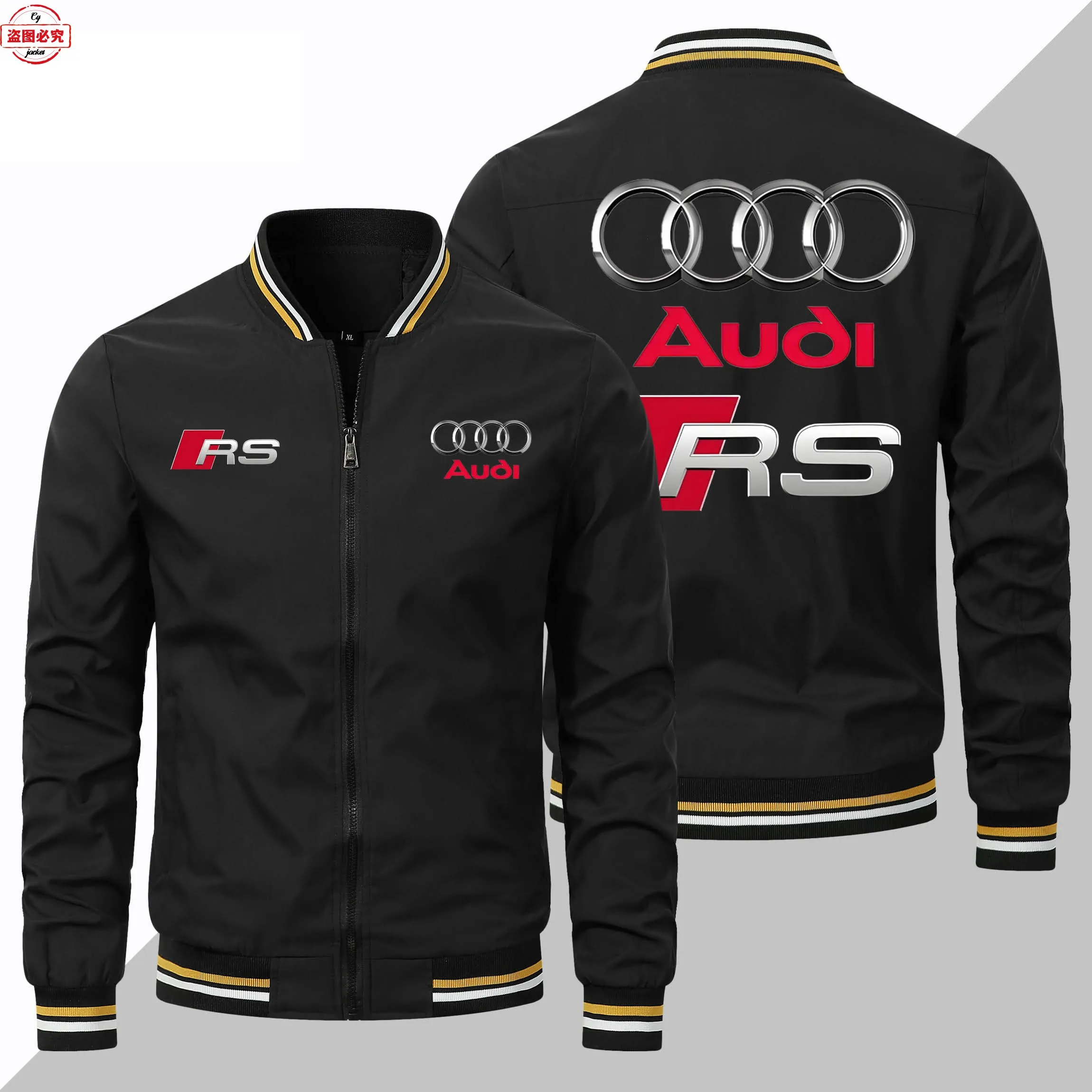 Audi RS printed logo racing jacket car logo men's top stand collar zipper jacket Audi work clothes group clothing