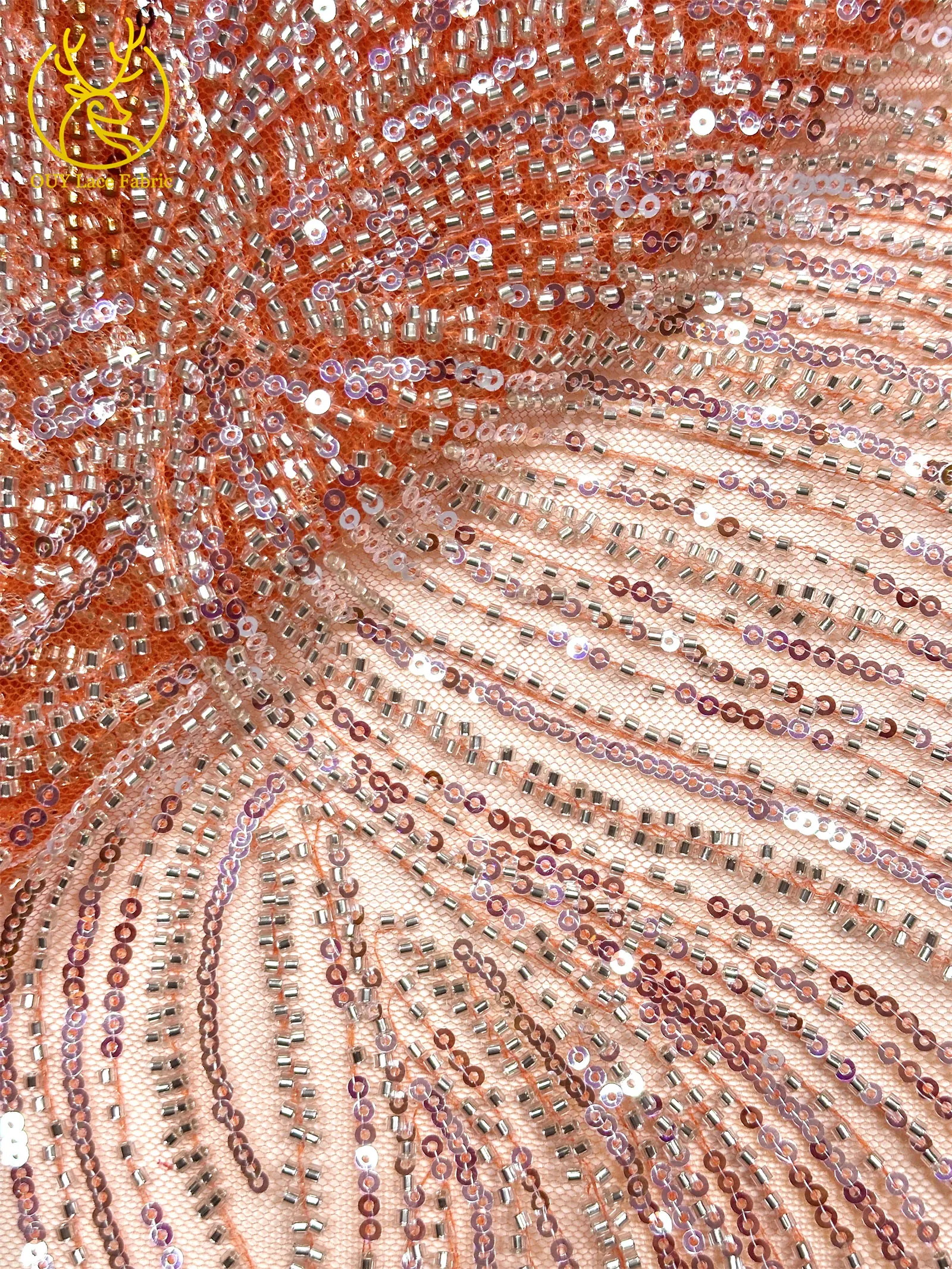 2026 Premium Spitze 5 Yards Französische Nigerianische Spitzenstoffe Afrikanische Pailletten-Perlen-Spitze für Damen Party Hochzeit Bankett – Detail 15