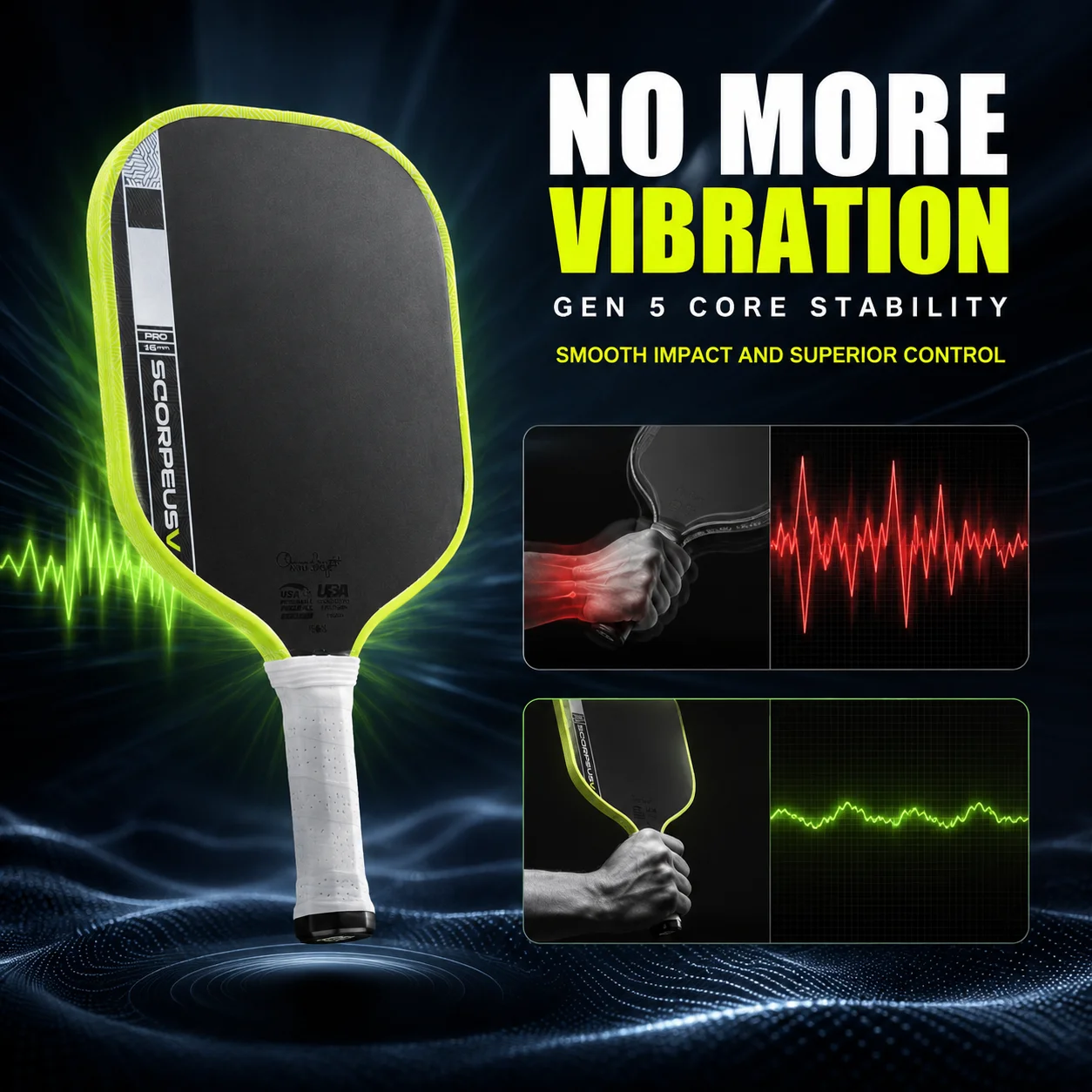 WNONSO Scorpeus Pro V Widebody Carbon Fiber Pickleball Paddle Maximum Sweet Spot for Stable Forgiving Play 2