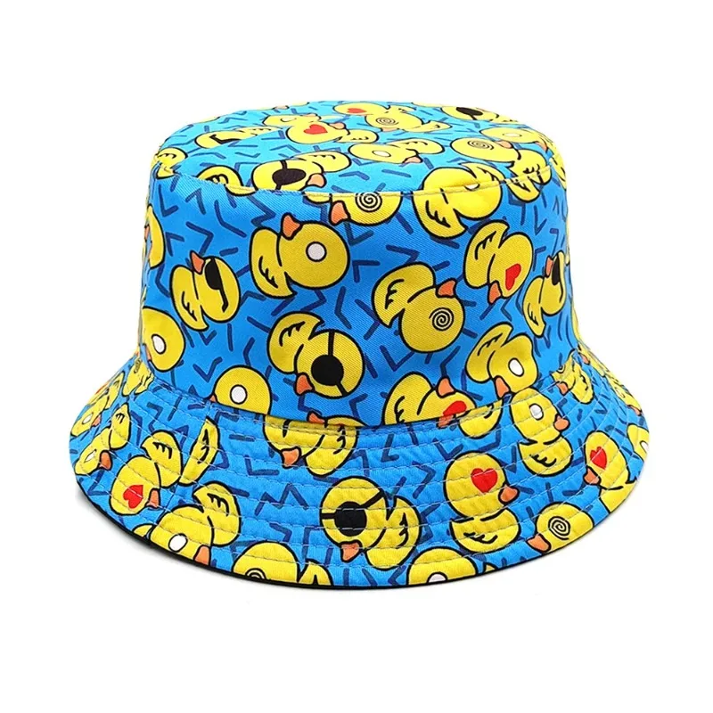 Fisherman Hats Bocca Cartoon Duck Bucket Hat Cute Printing For Boy And Girl Double Sides Panama Cap 58cm Summer Outdoor Sun Caps