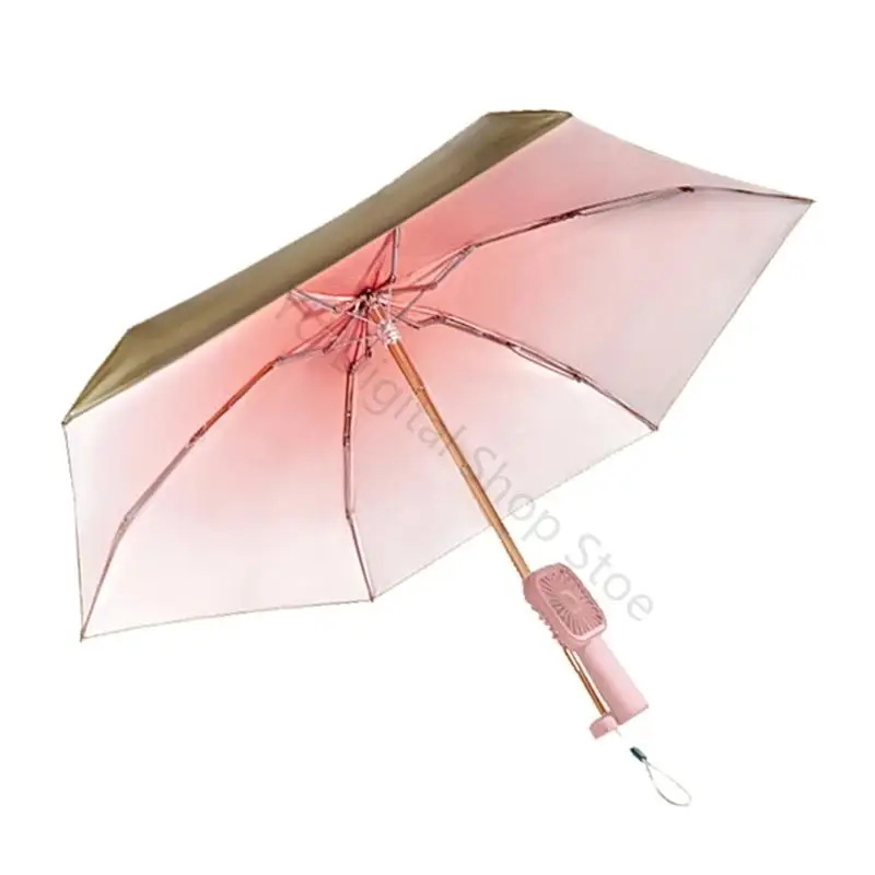 96BA Folding Shade Fan Cover for Hot Weather Waiting, Rechargeable Handle Support and Outdoor Walking Use with Daily Carry