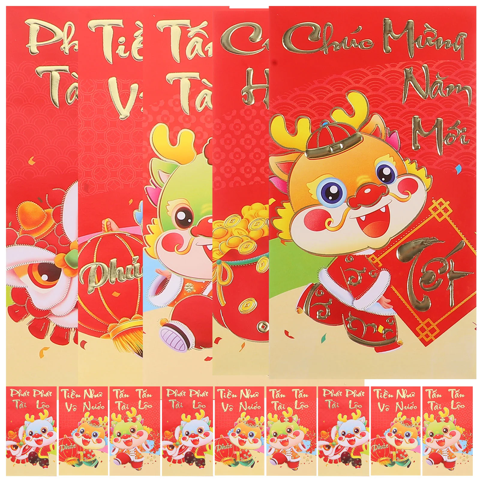 36 Pcs Lucky Money Pocket Chinese Envelopes Vietnamese Red Cartoon Packets Paper