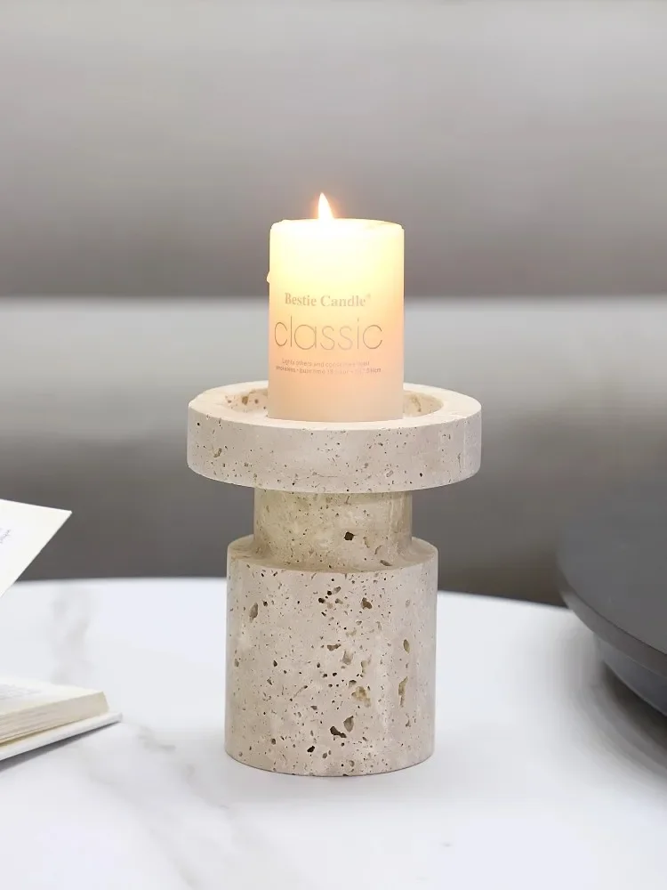 Natural Yellow Cave Stone Candlestick European Style Hotel Restaurant High level Sense Artistic Decoration Mini Decorative Item