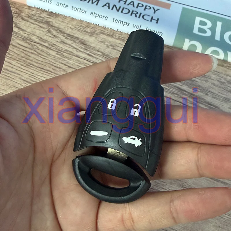 Car Key Housing Key Case Shell for For Saab 93 95 9-3 9-5 WF4 2003-2011 Soft Rubbe Button with Insert Blade Smart Card Fob Cover view 4
