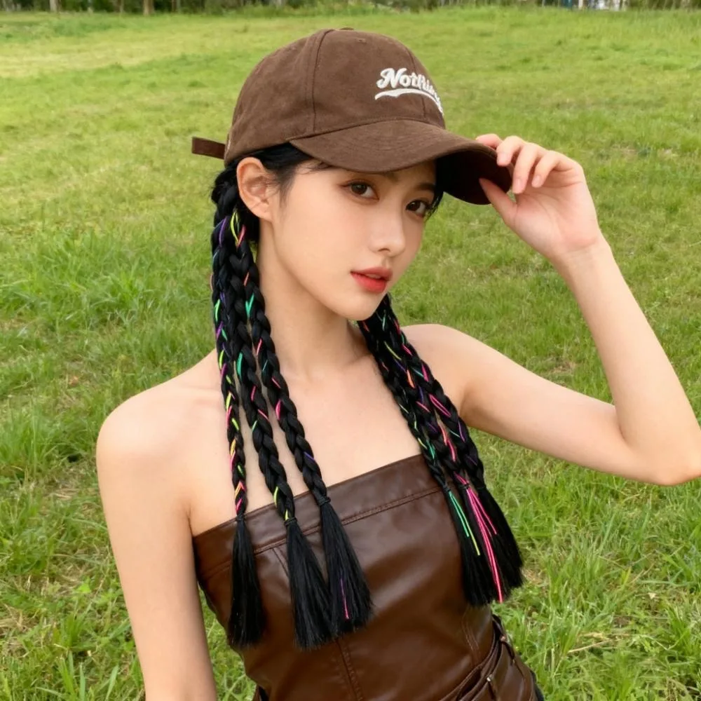 Women's Wig Tongue Cap Wig One Piece Fried Dough Twists Braid Fashion Hot Girl Braid Ponytail Boxing Wig Headgear