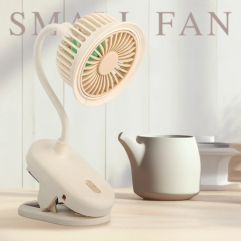 Lenovo USB Rechargeable Clip on Small Fan 360° Adjustable Battery Powered Mini Fan Strong Wind Flexible Neck Desktop Quiet Fan