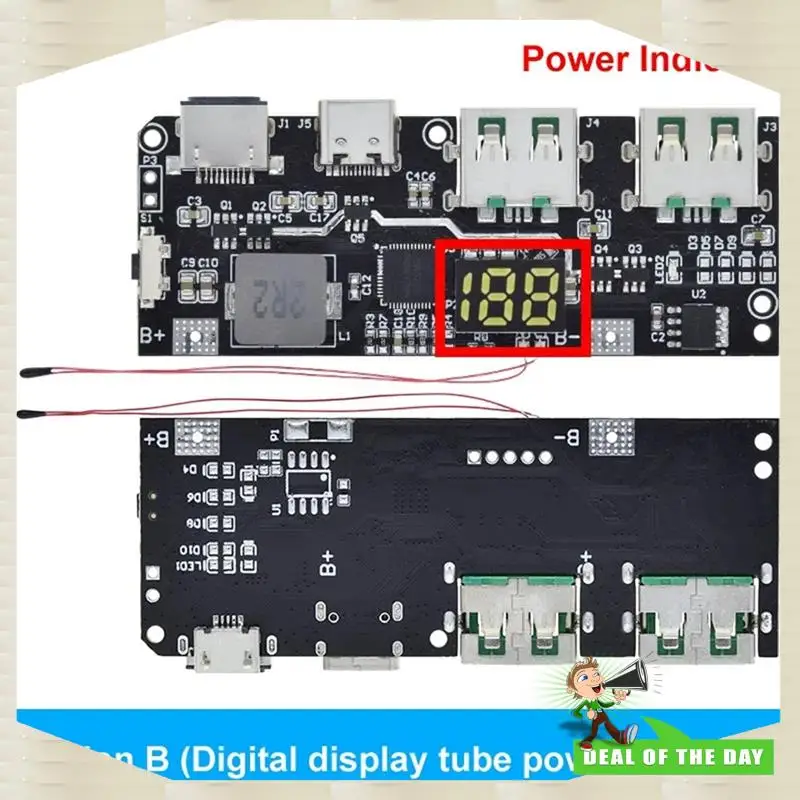 Levering 24 uur QC4.0 QC3.0 LED Dual USB 5V 4.5A 22.5W Micro/Type-C USB Mobiele Power Bank 18650 Oplaadmodule Temperatuur Pro