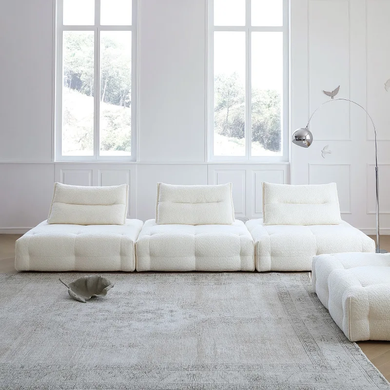 

Combination sofa small apartment living room square tofu block lazy fabric sofa