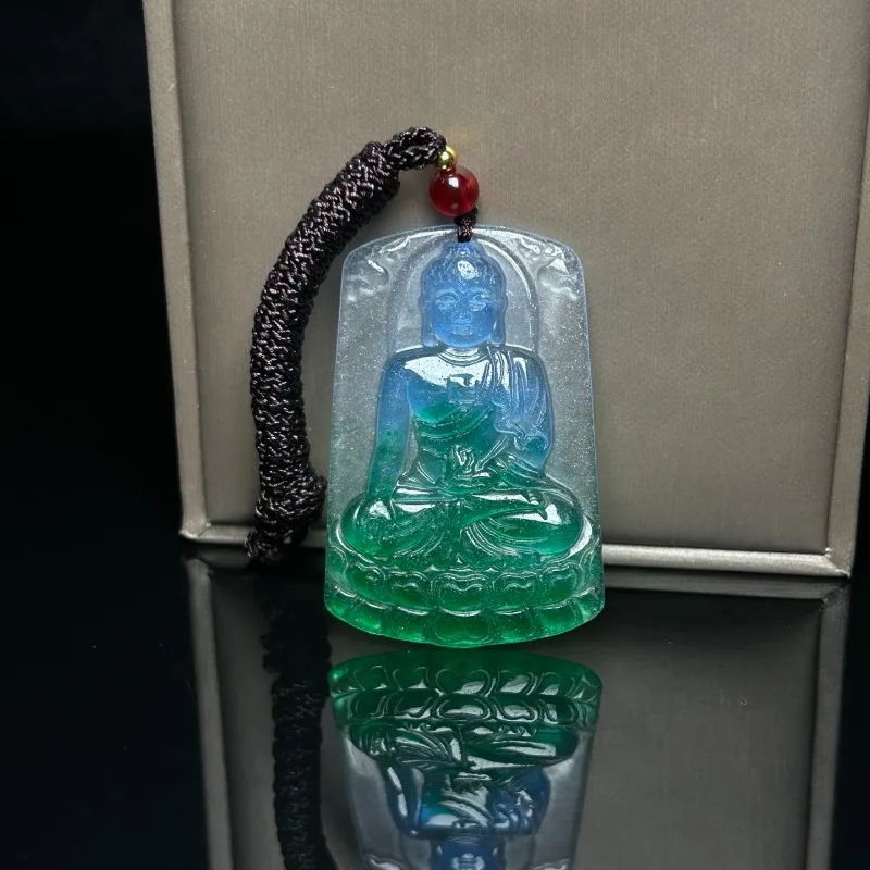 New High-ice Quartzite Jade Sun Tathagata Pendant
