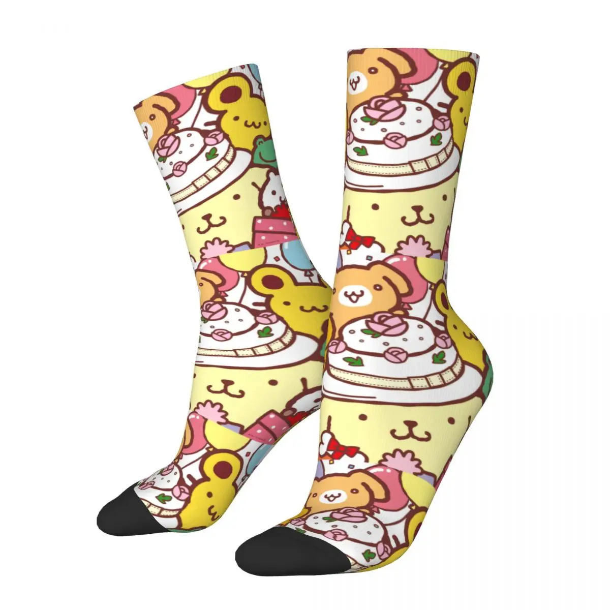 Crazy compression Pom Pom Purin Sock for Men Harajuku Sanrio Pom Pom Purin Quality Pattern Crew Sock Casual