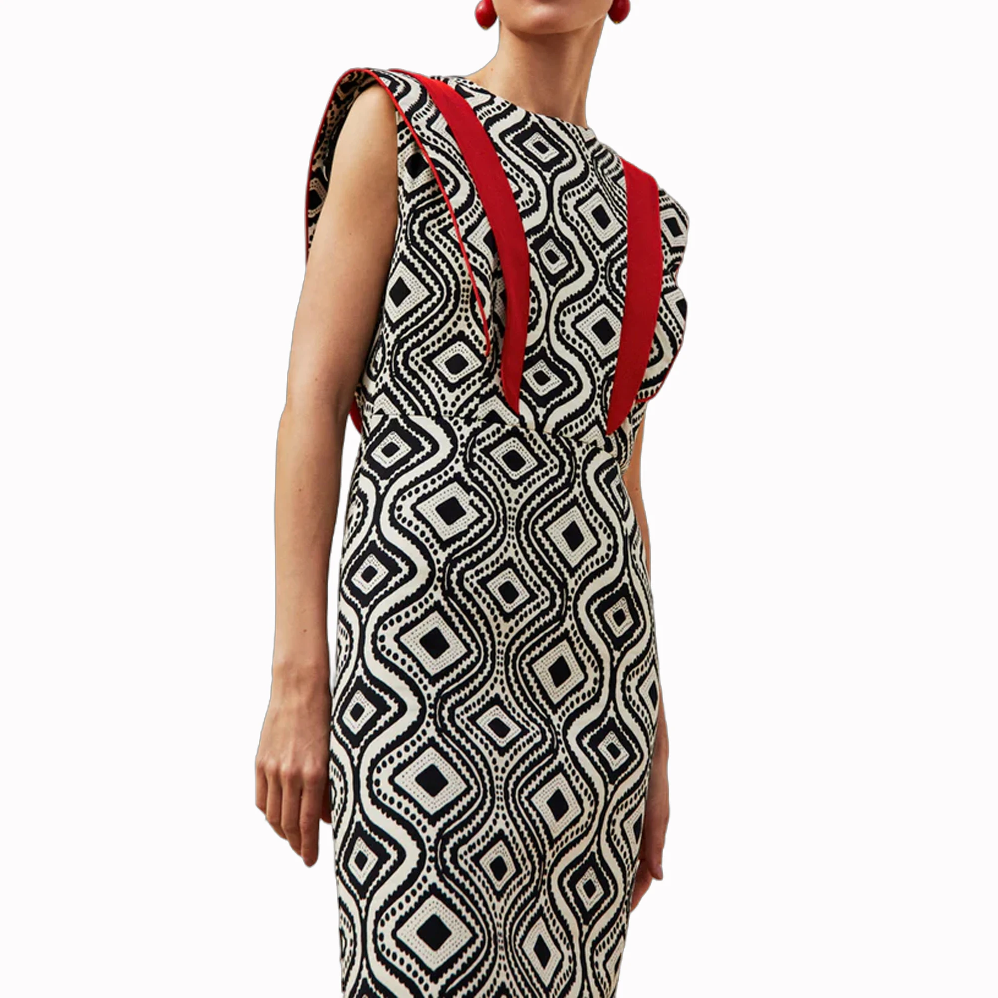 Women\'s Printed Round Neck Design Dress Slimming and Versatile Midi Long Skirt New Design