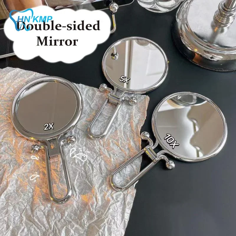 Portable Foldable Mirror Double-Sided 2x/5x/10x Magnification 360° Rotation Handheld Table Standing Makeup Tool