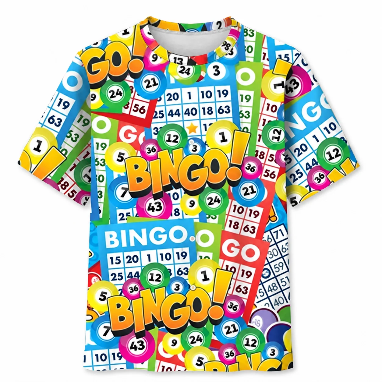 Fun Bingo Game 3D Printed Men's Short Sleeved Shirt, Summer Retro Daily Hawaiian Shirt