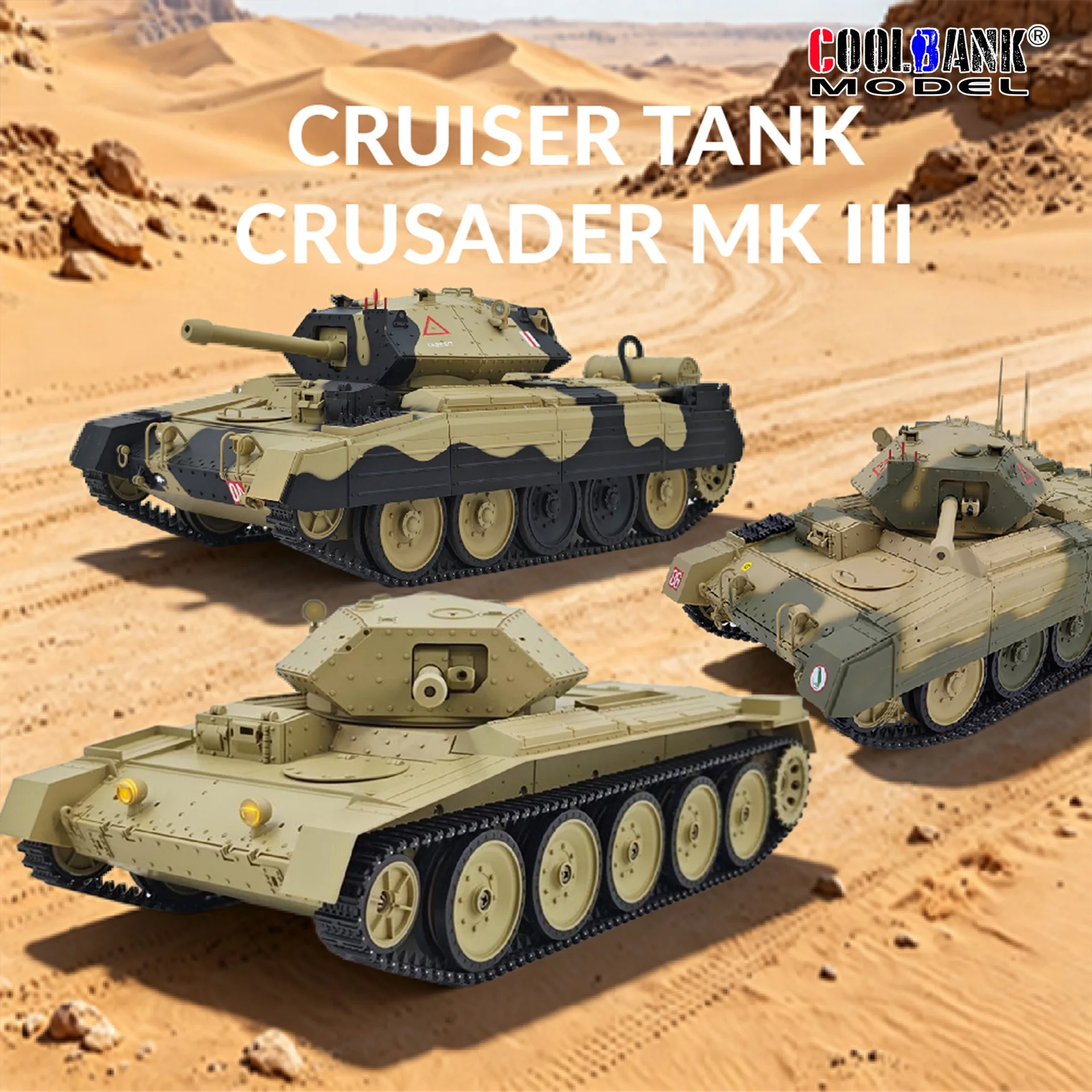 1/16 Scale Rc British Crusader Tank Simulated Tracked Armored Vehicle Model Remote Control Military Hobby Collectible Toy