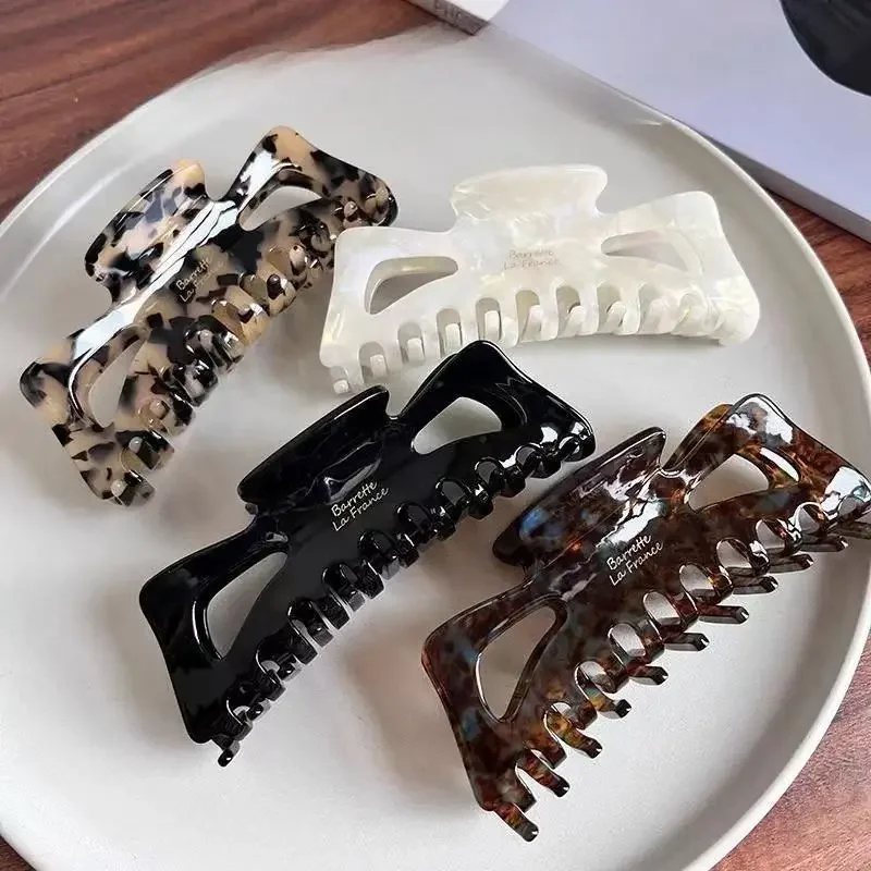 

1pcs Large size hair clip with acetic acid bow hair clip, women's French style bun hair clip, shower shark clip hair accessory