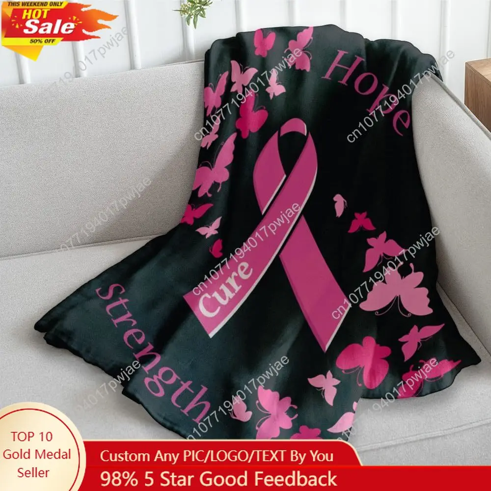 

Pink Ribbon (Black) Breast Cancer Support Super Soft Throw Blanket Throw Blanket for Bedroom Living Room Spring Custom blankets