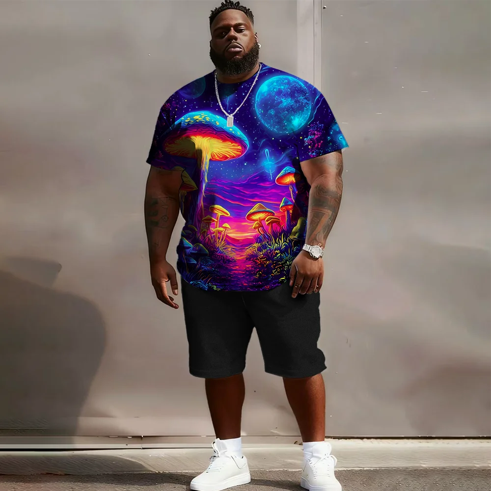 

S-9xl Комплект больших размеров с короткими рукавами большого и высокого размера с переливающимся ловом — легкая смесь хлопка, минималистичный Rainbow Sheen,