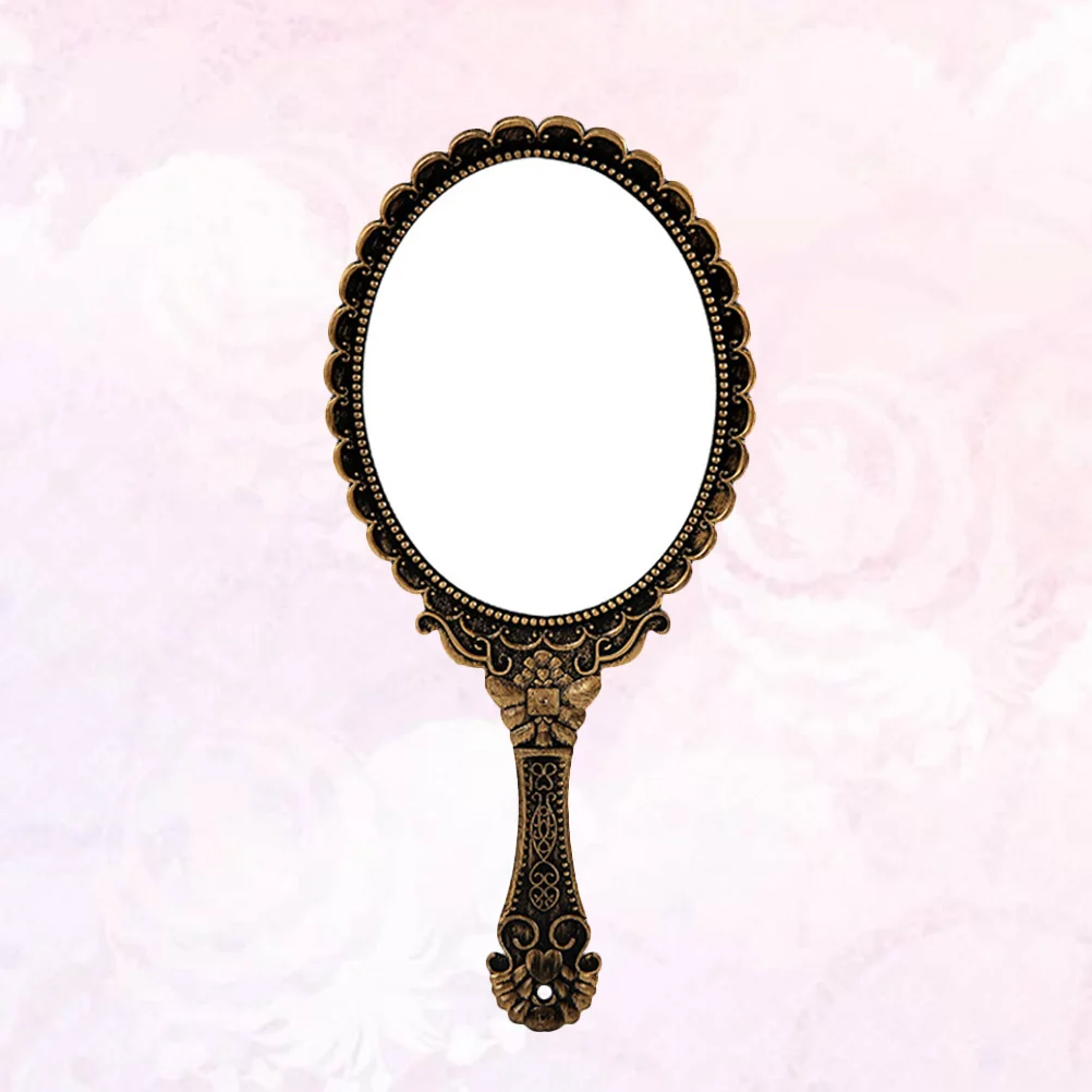 Tragbarer Handspiegel mit Retro-Muster, 25 cm x 12 cm, leicht, exquisites Design für Make-up, Schminktisch, Geschenk für Mädchen