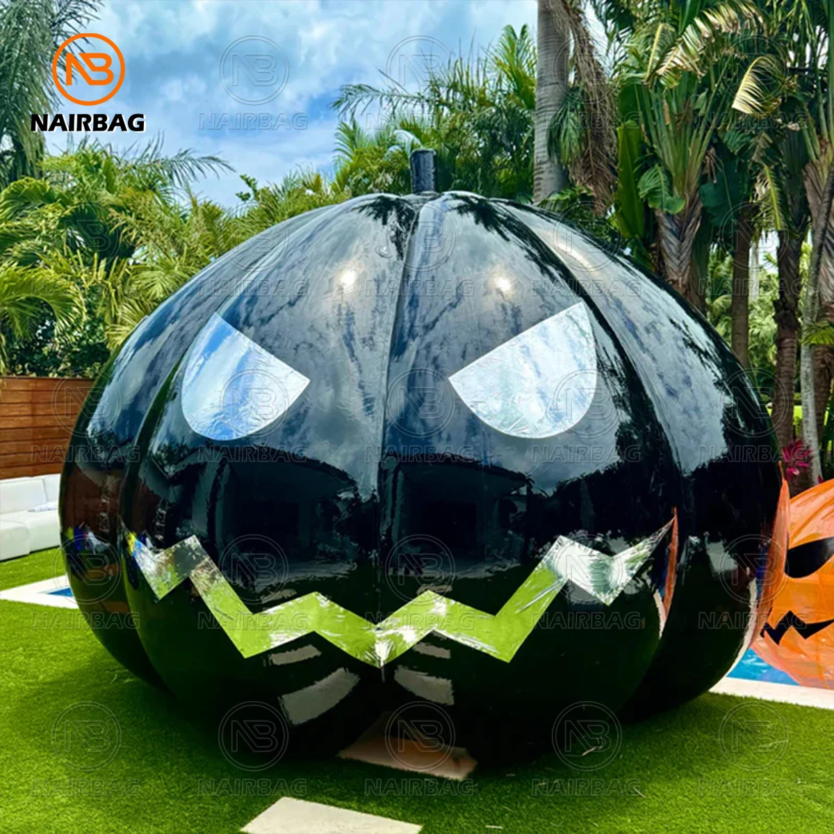 

Giant Clear Inflatable Pumpkin Outdoor Garden Air Sealed Transparent PVC Black Huge Pumpkin Balloon for Halloween Decoration