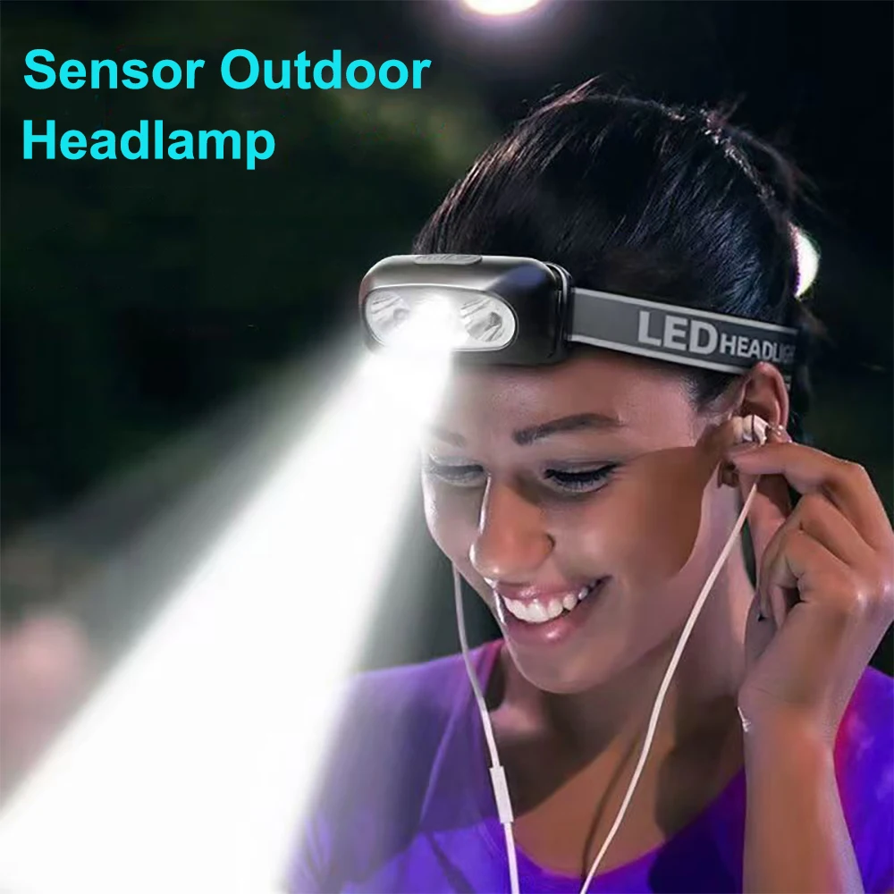 Mini LED Charging Headlight Induction Headlamps Led Head-Mounted Camping Flashlight Strong Light Fishing Portable Torch Lamp