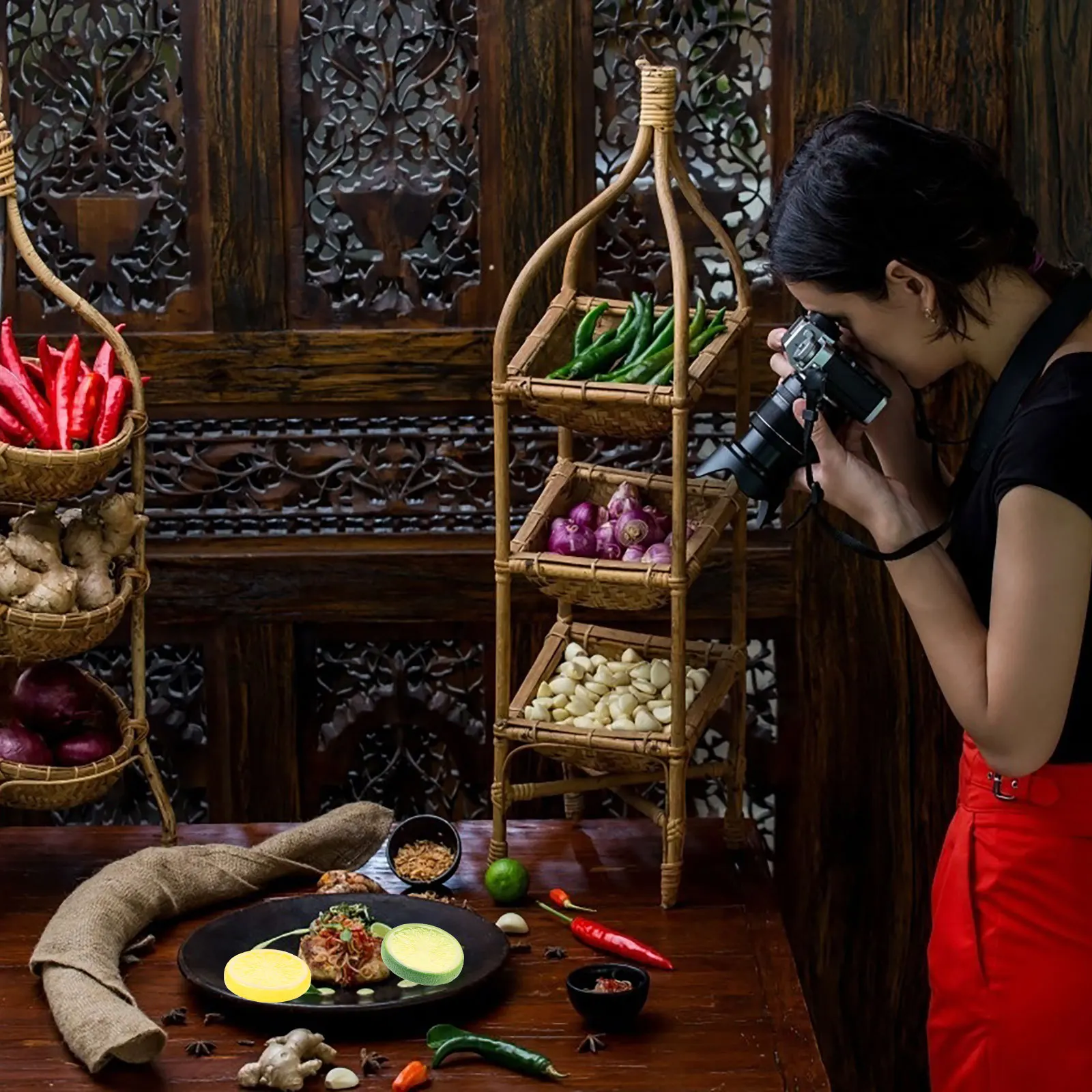 24Pcs Artificial Lemon Slices Realistic Simulation Faux Citrus Decor for Kitchen Photography Props Party Decorations Home Table