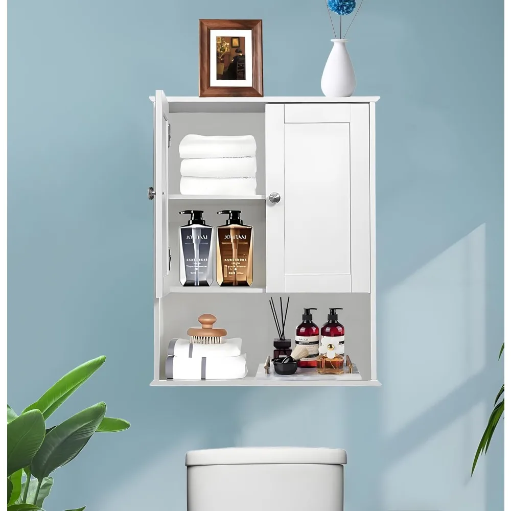 

Bathroom Cabinet Wall Mounted Over Toilet Storage Cabinet 20x28 Inch White Wood Wall Space Saver Medicine Cabinets