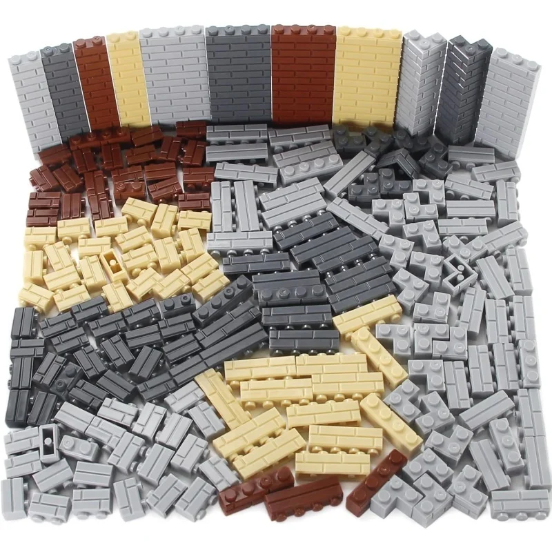 Blocs de construction MOC en briques à rayures aléatoires, 120 pièces, jouets, château de palais, figurines créatives, ville militaire, mur de maison, pièces de bricolage