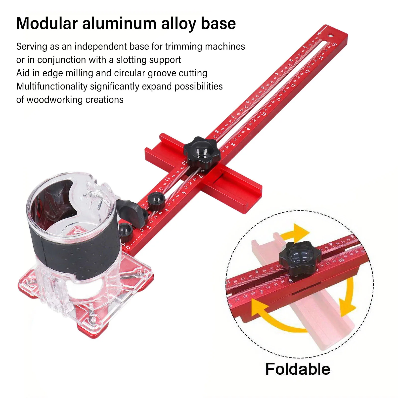 Router Milling Groove Bracket 4 in 1 Cabinet Hardware Jig Circle Cutting Guide Adjustable Woodworking Tool 445mm L
