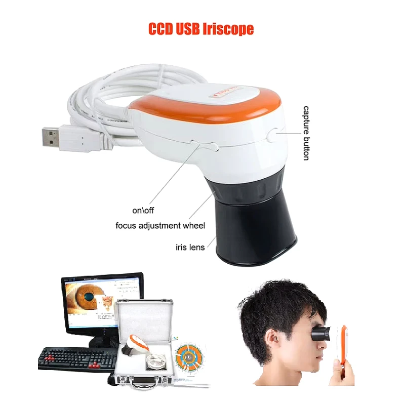 Computer Type Eye Iriscope 5MP Iridology CCD Camera USB Iris Detector Analyzer Hair Skin Magnifier with Aluminum Alloy Box