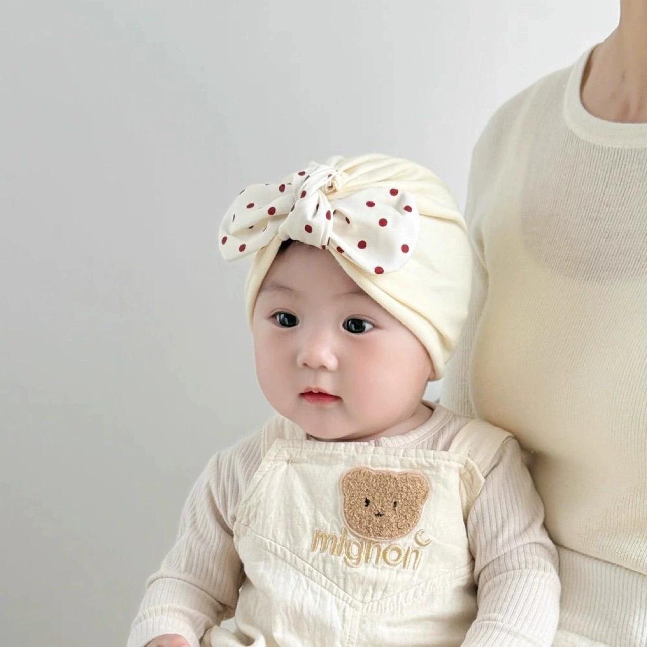 

Cotton Baby Hat Cute Dot Print Bow Turban Beanie Children Indian Bonnet Newborn Soft Hat Gorro Toddlers Clothing Bow Headwraps