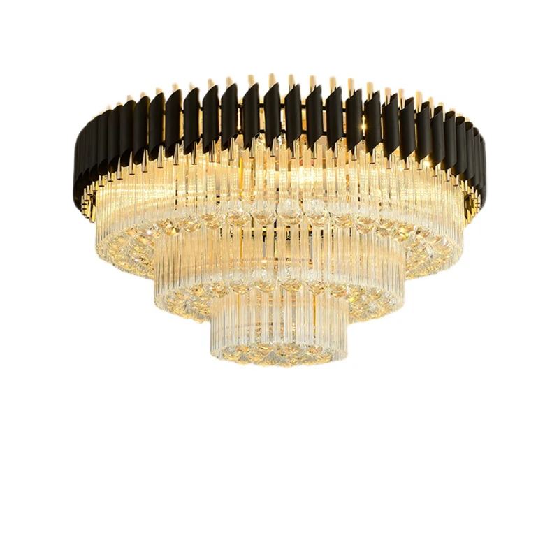 

LED Postmodern Round Black Gold Crystal Designer Lustre Lamparas De Techo Ceiling Lights.Ceiling Light.Ceiling Lamp For Foyer