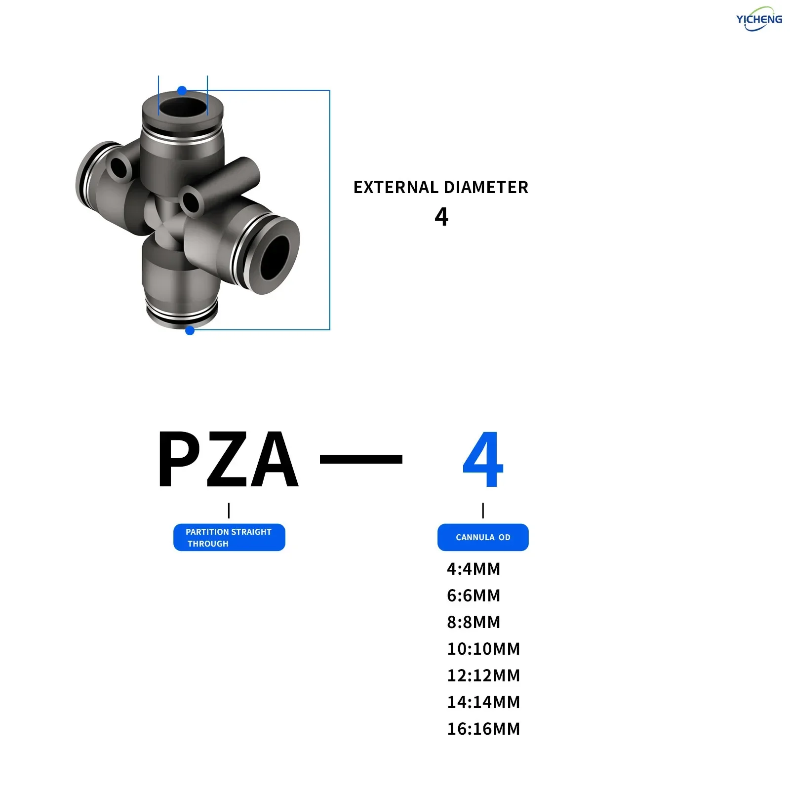 YICHENG PNEUMATIC Hose Connector four channels 4MM Tube OD Push to Connect Tube Quick Fittings Push Lock (Pack of 10)