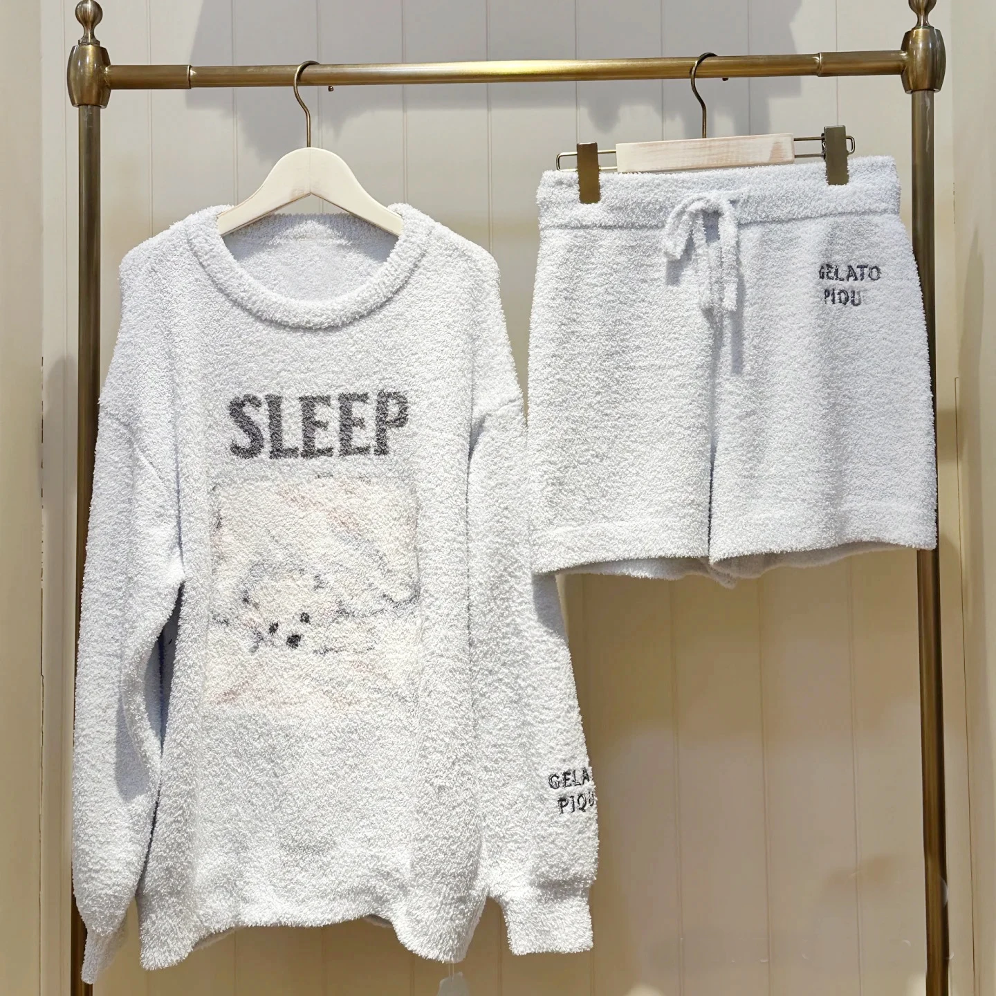 Japanese Winter Jammies Thick Room Wear Ladies Pajamas Set Cute Puppy Women Sleepwear Original Sweater Lounge Wear