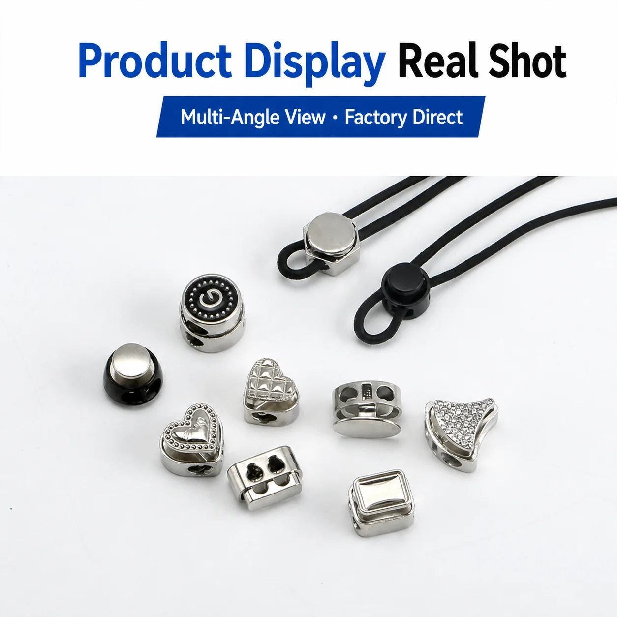 Zinc Alloy Spring Cord Lock Shiny Hat Cord Stopper Pants String Lock Adjustable Clothing Spring Buckle For Hat Hood Drawstring