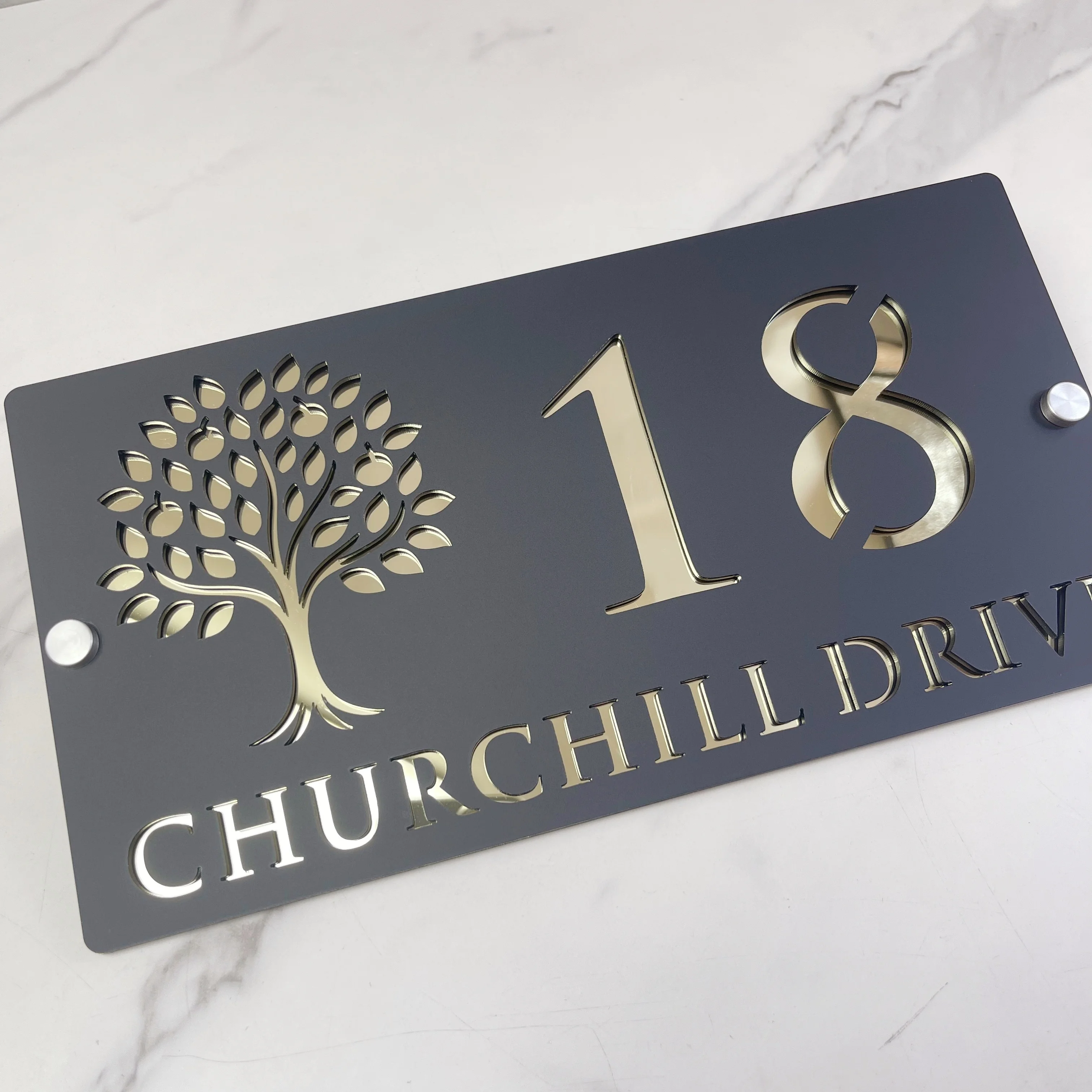 Custom Tree of Life House Number Sign Modern Acrylic Door Plaque Personalized Address Plate Waterproof Outdoor Home Name Sign