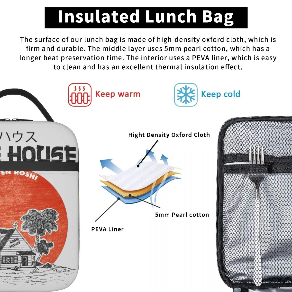 Insulated Lunch Bag Kame House Merch Master Roshi Home Food Box Harajuku Thermal Cooler Bento Box For School