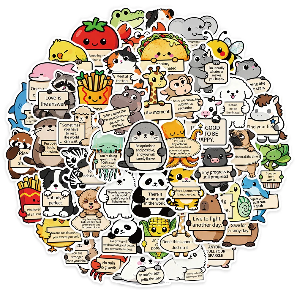 50PCS Animal Fun Emotion Cute Learning Stickers DIY Luggage Manual Laptop Water Cup Computer Stickers