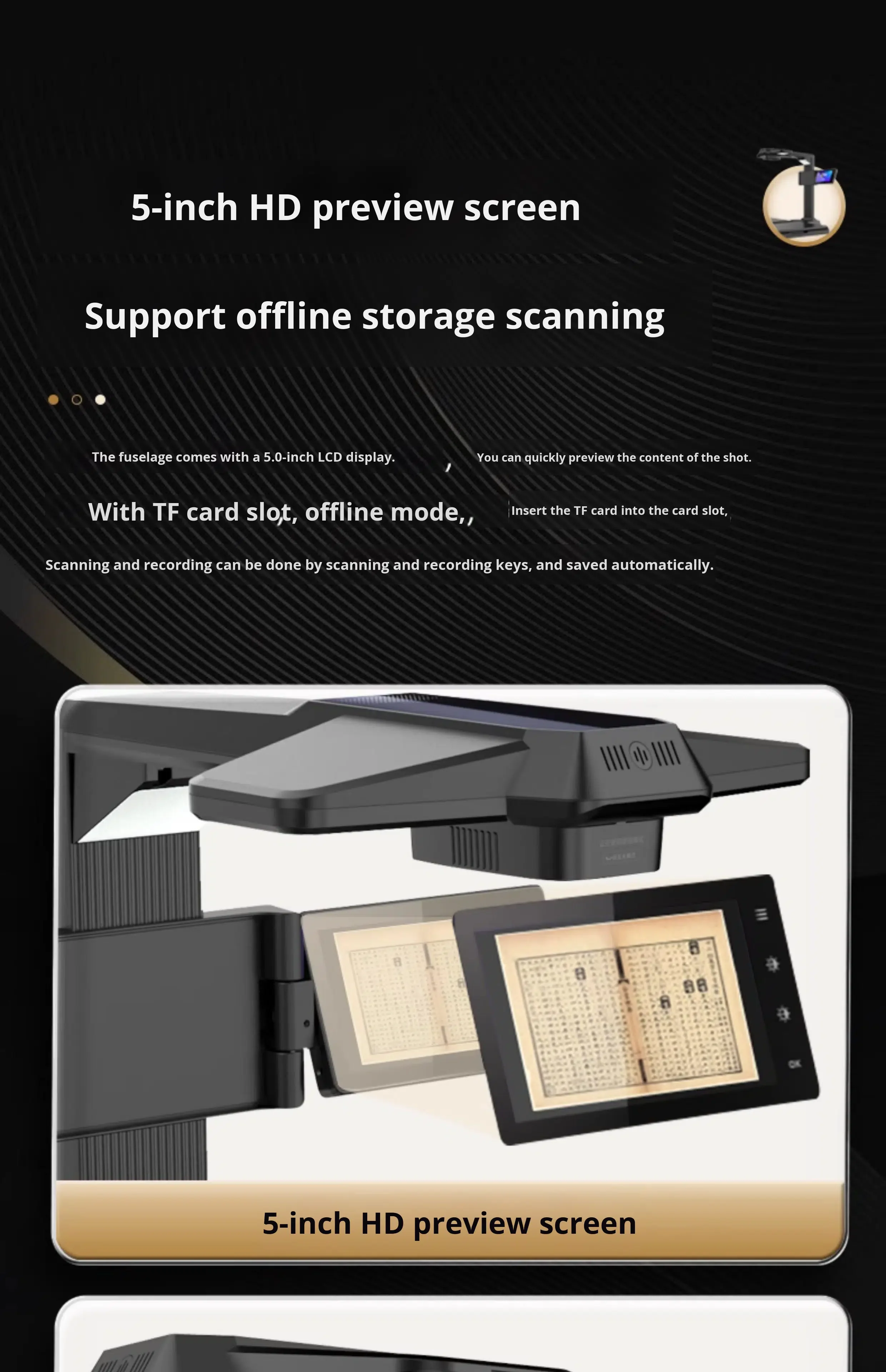 25MP High-Speed 1/Sec Document Scanner OCR Curved Surface Leveling /USB Stock 200+ Languages A3 1-Year Warranty view 3