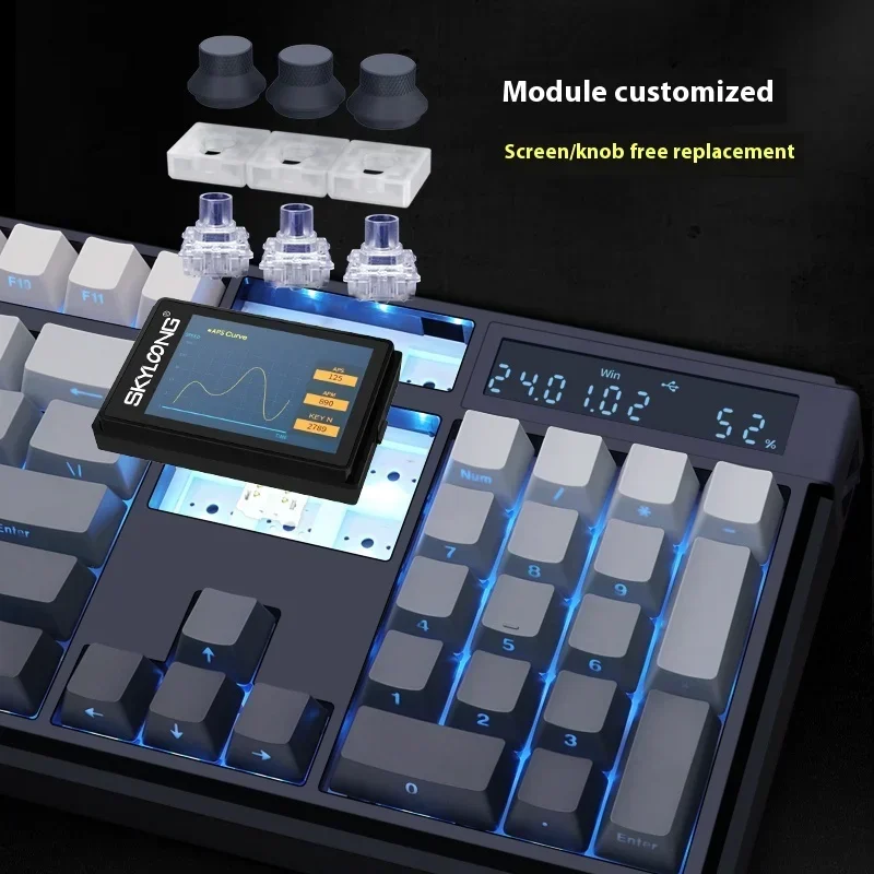 Imagem -05 - Pro Teclado Mecânico de Jogos 8k Mode Tela Personalizada Calculadora sem Fio Botão Multifuncional Presente Skyloong-gk104