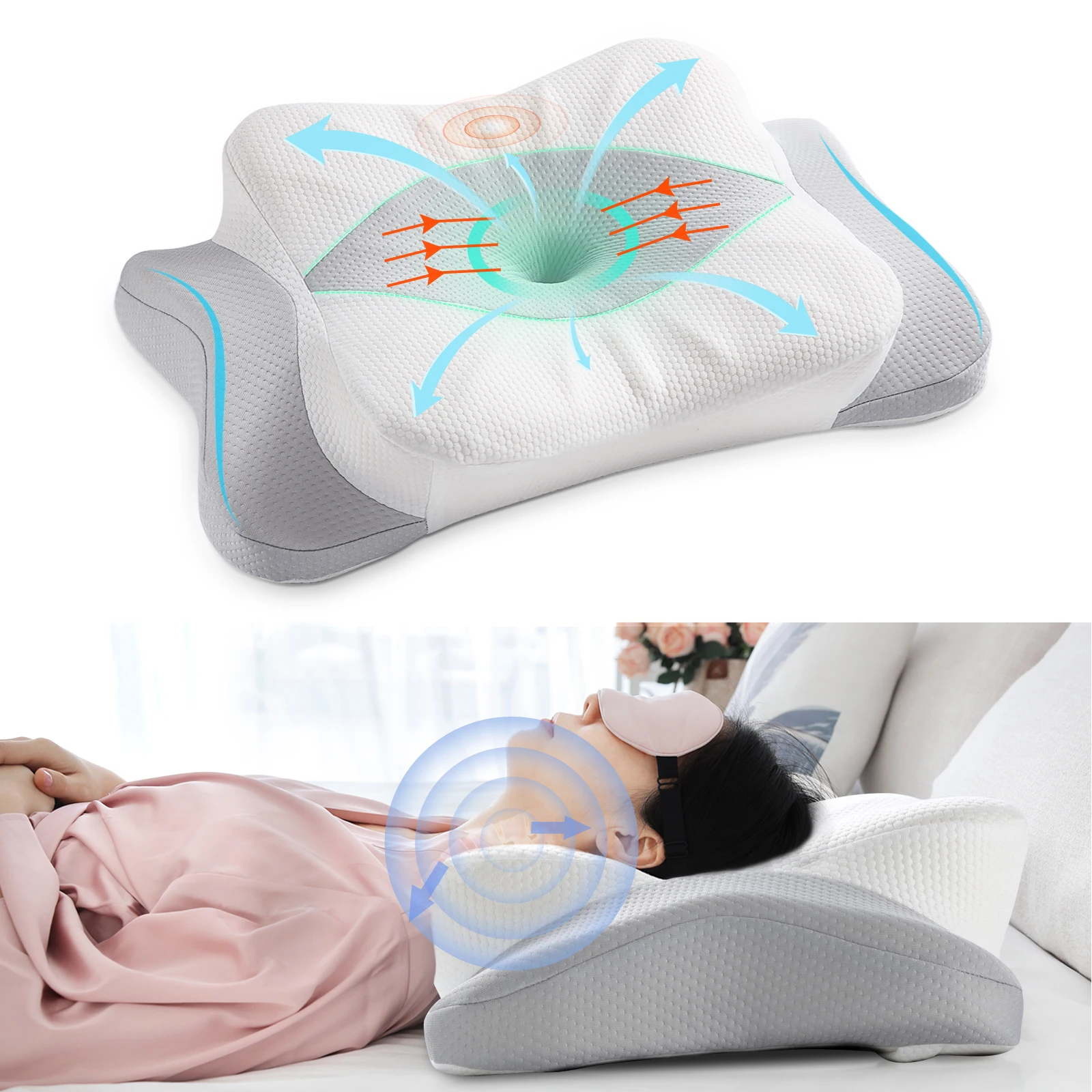 

Orthopedic Memory Foam Pillow Slow Rebound Soft Memory Bed Sleepping Pillows for Side Back Sleeper Neck Pain Soft Relax Cervical