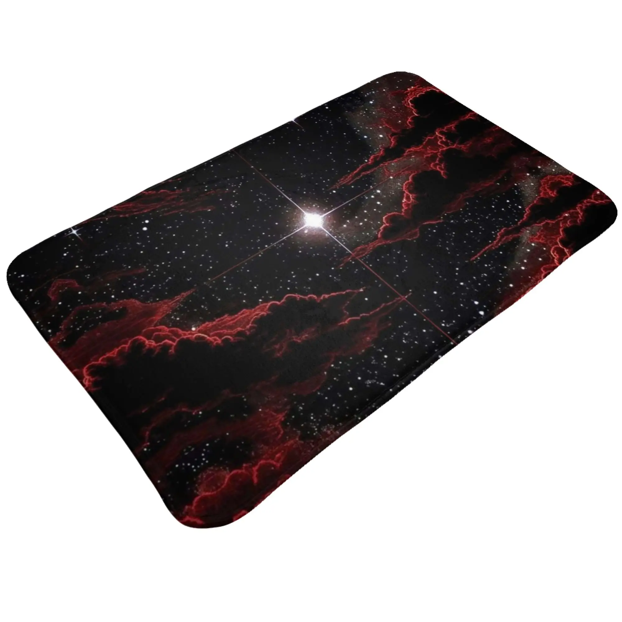 Red Nebula Ocean Space Wallpaper Non-slip Mat Bath  Absorbent Doormat Floor Decoration