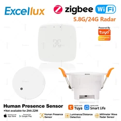 ZigBee 3.0/WiFi czujnik obecności człowieka 5.8G/24G MmWave radarowy czujnik ruchu wykrywanie luminancji Tuya Smart Life automatyka domowa