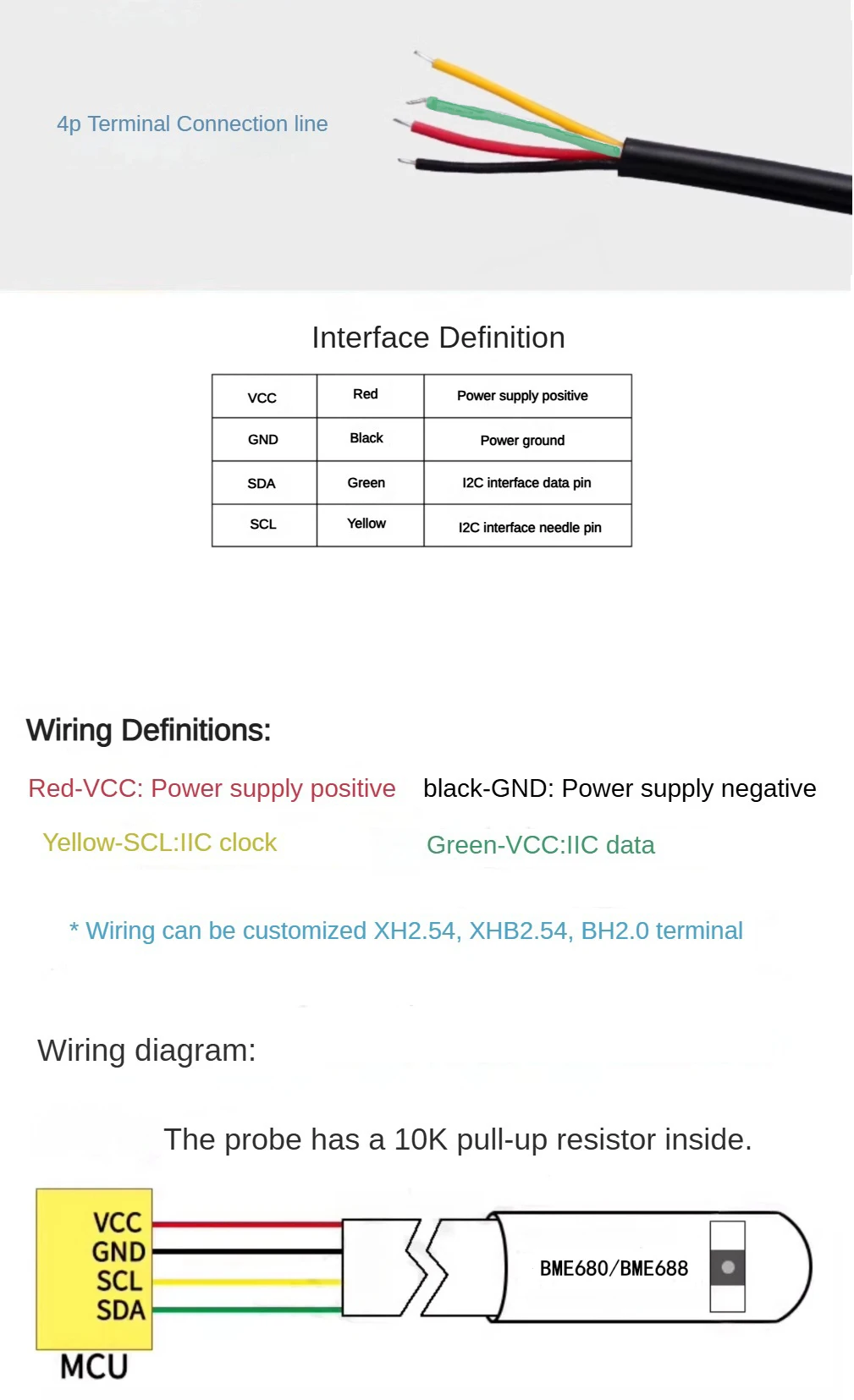 Hochpräzises BME680/BME688 Umweltsensormodul Luftqualität/Atmosphärendruck/Temperatur/Feuchtigkeitssensor-Sonde – Detail 2