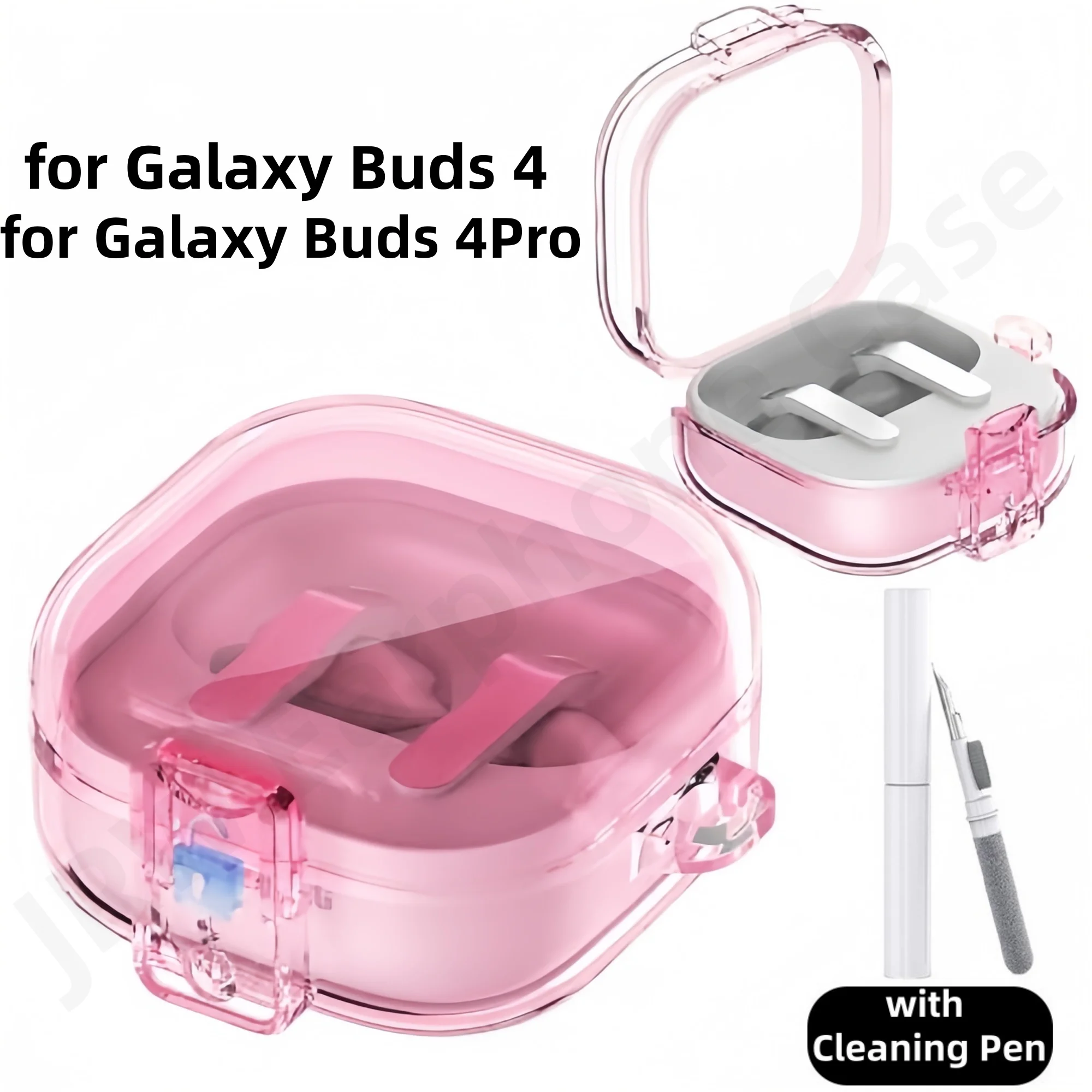 Clear Case for Samsung Galaxy Buds 4 Pro with Safety Lock Shockproof Protective Cover with Keychain for Galaxy Buds 4/Buds 4 Pro